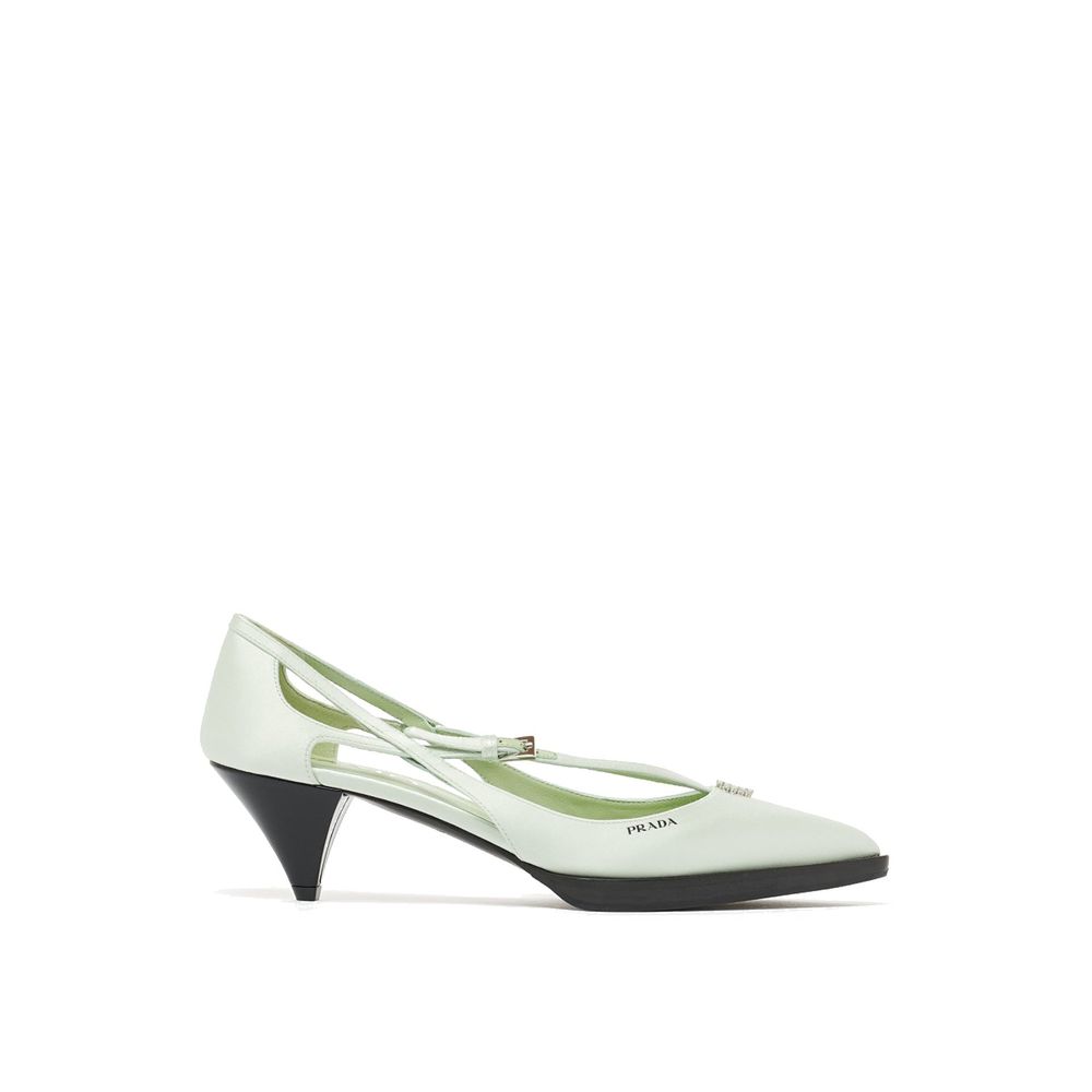 Bicolor Silk Mid Heel Pumps - ventzia