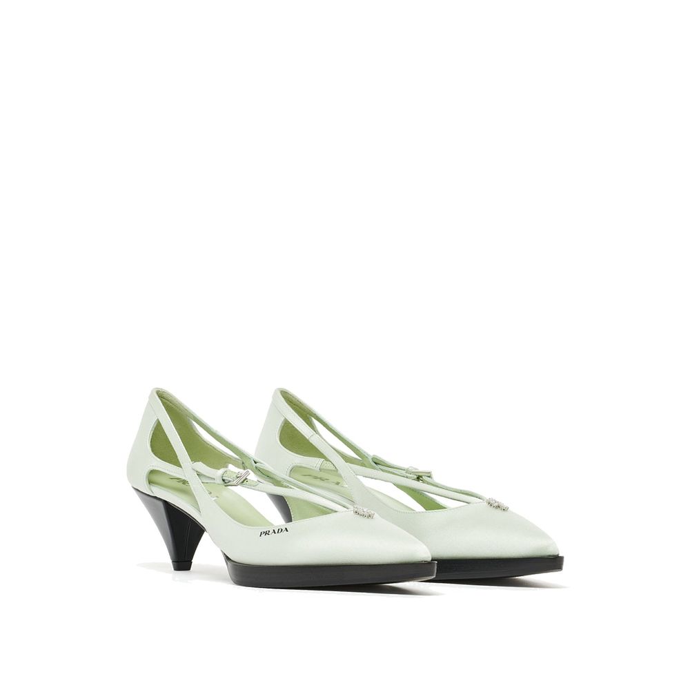 Bicolor Silk Mid Heel Pumps - ventzia