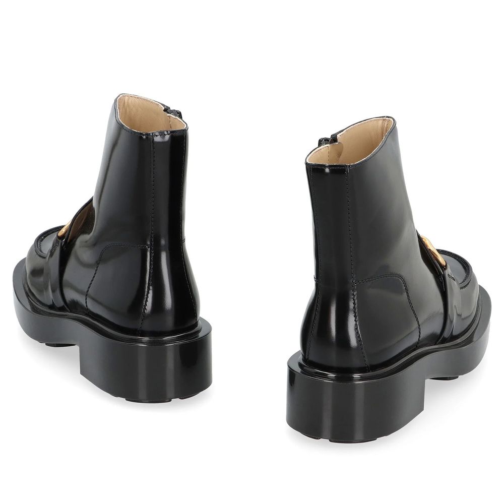 Black Calfskin Ankle Boots - ventzia