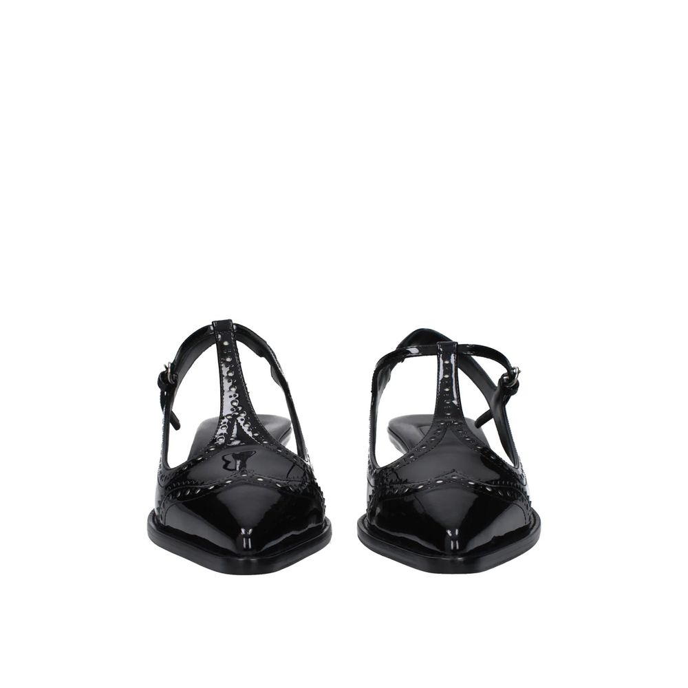 Black Calfskin Mid Heel Pumps - ventzia