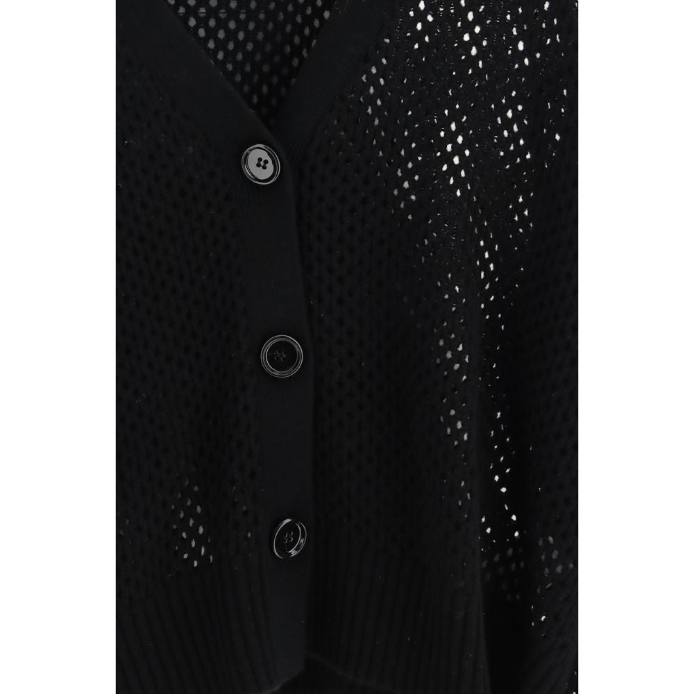 Black Fleece Wool Cardigan - ventzia
