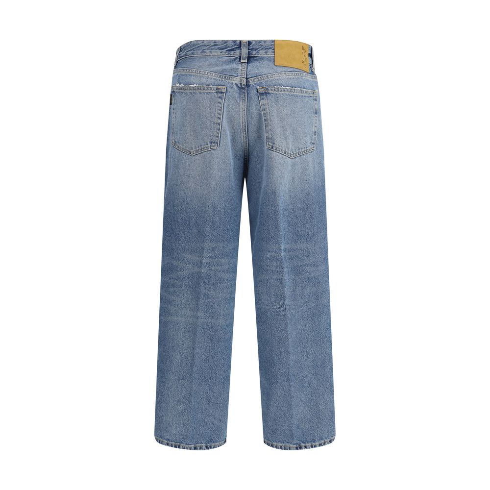 Blue Cotton Boyfriend Jeans - ventzia