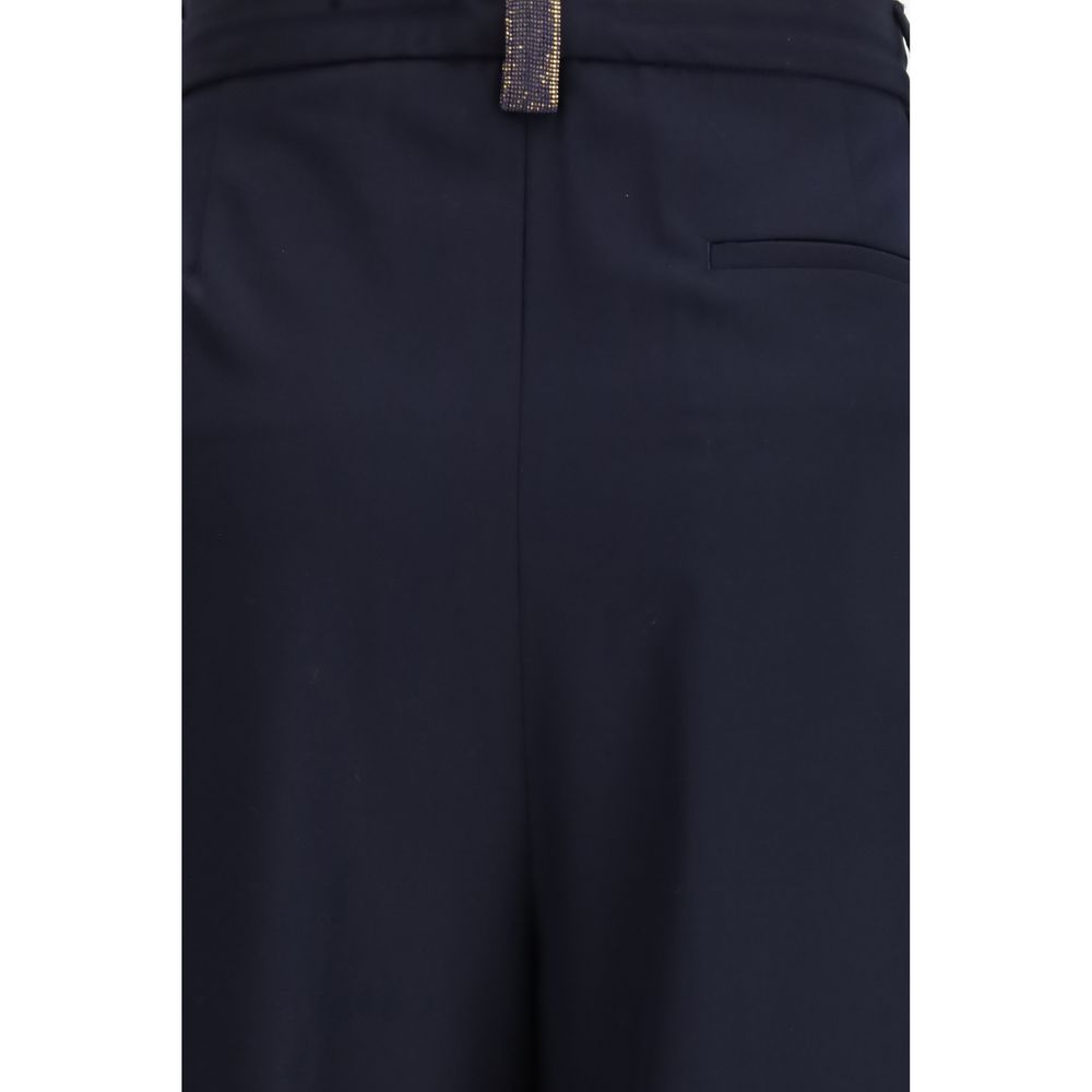 Blue Polyester Casual Pants - ventzia