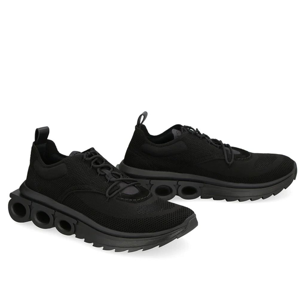 Black Fabric Athletic Sneakers - ventzia