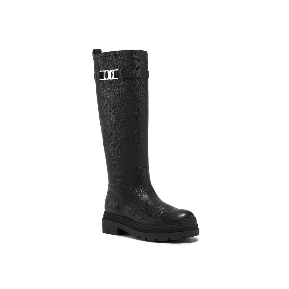 Black Calfskin Over The Knee - ventzia