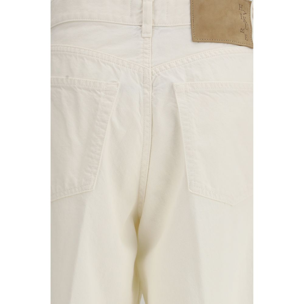 White Cotton Straight-Leg Jeans - ventzia