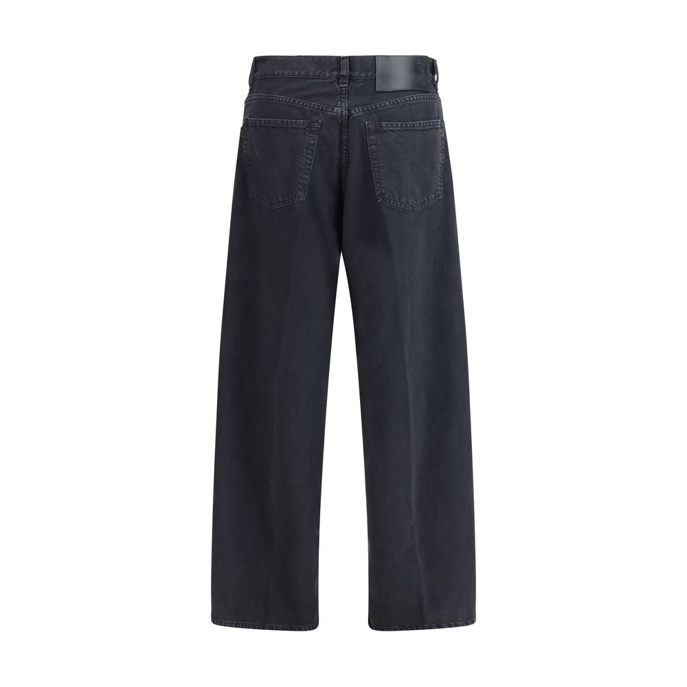 Black Cotton Straight-Leg Jeans - ventzia
