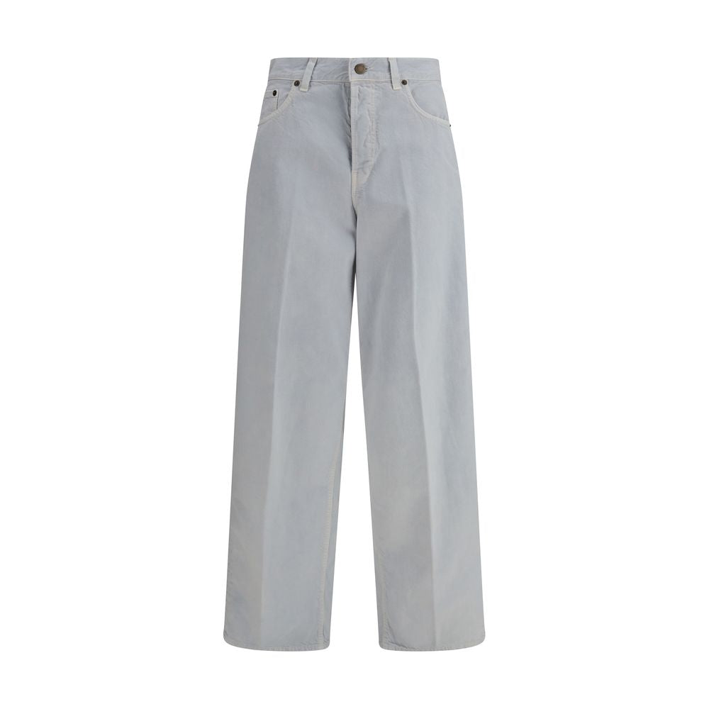 Blue Cotton Straight-Leg Jeans - ventzia