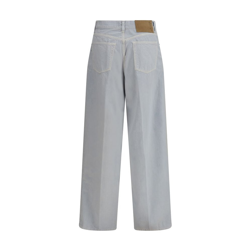 Blue Cotton Straight-Leg Jeans - ventzia
