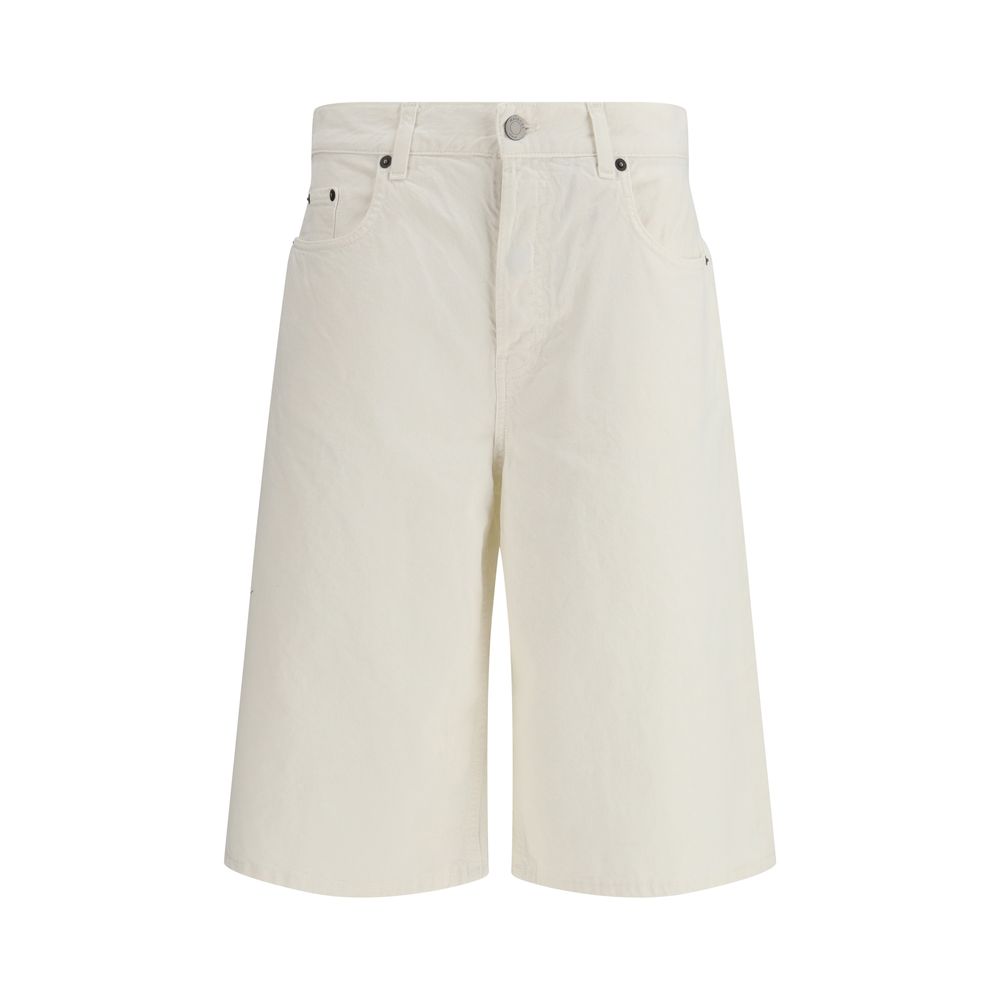 White Cotton Bermuda Shorts - ventzia