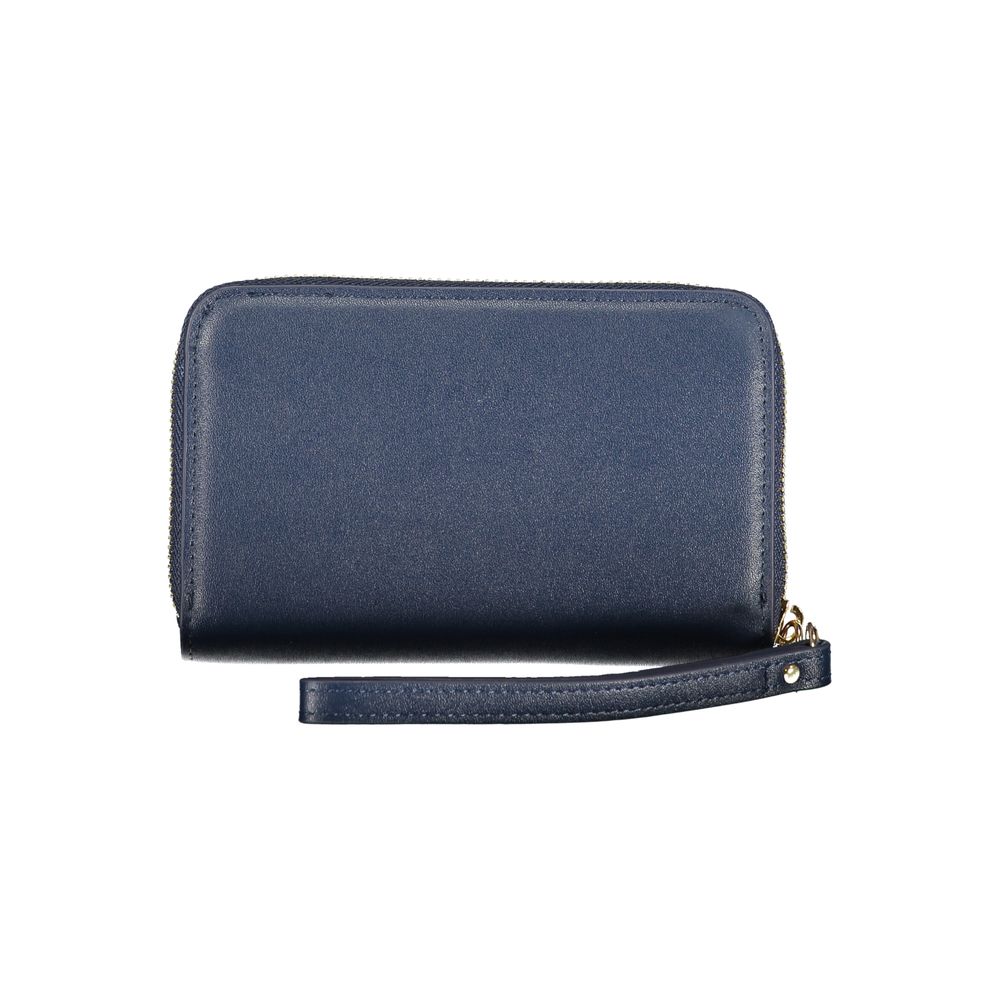 Blu Polyurethane Women Wallet - ventzia