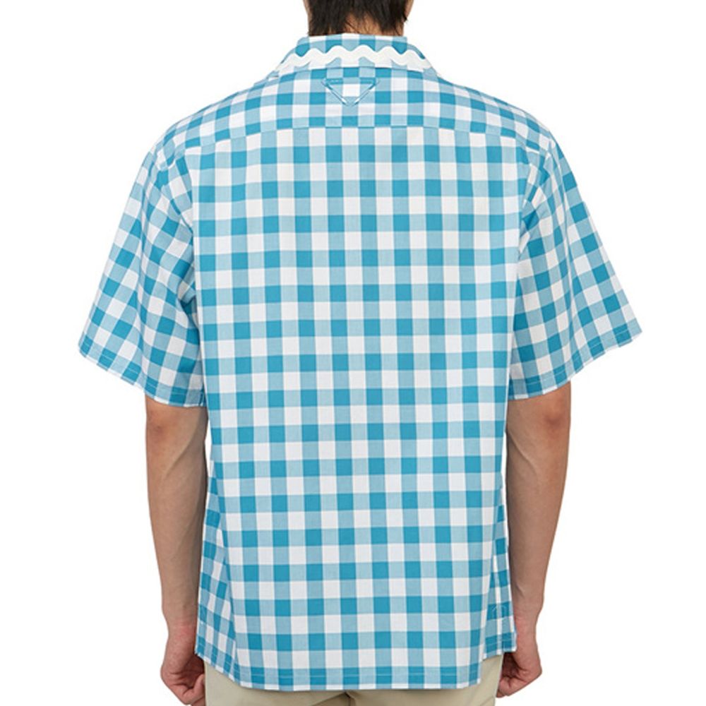 Blue Cotton Pattern Shirt - ventzia
