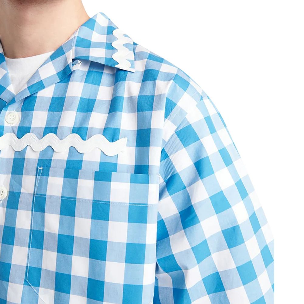 Blue Cotton Pattern Shirt - ventzia