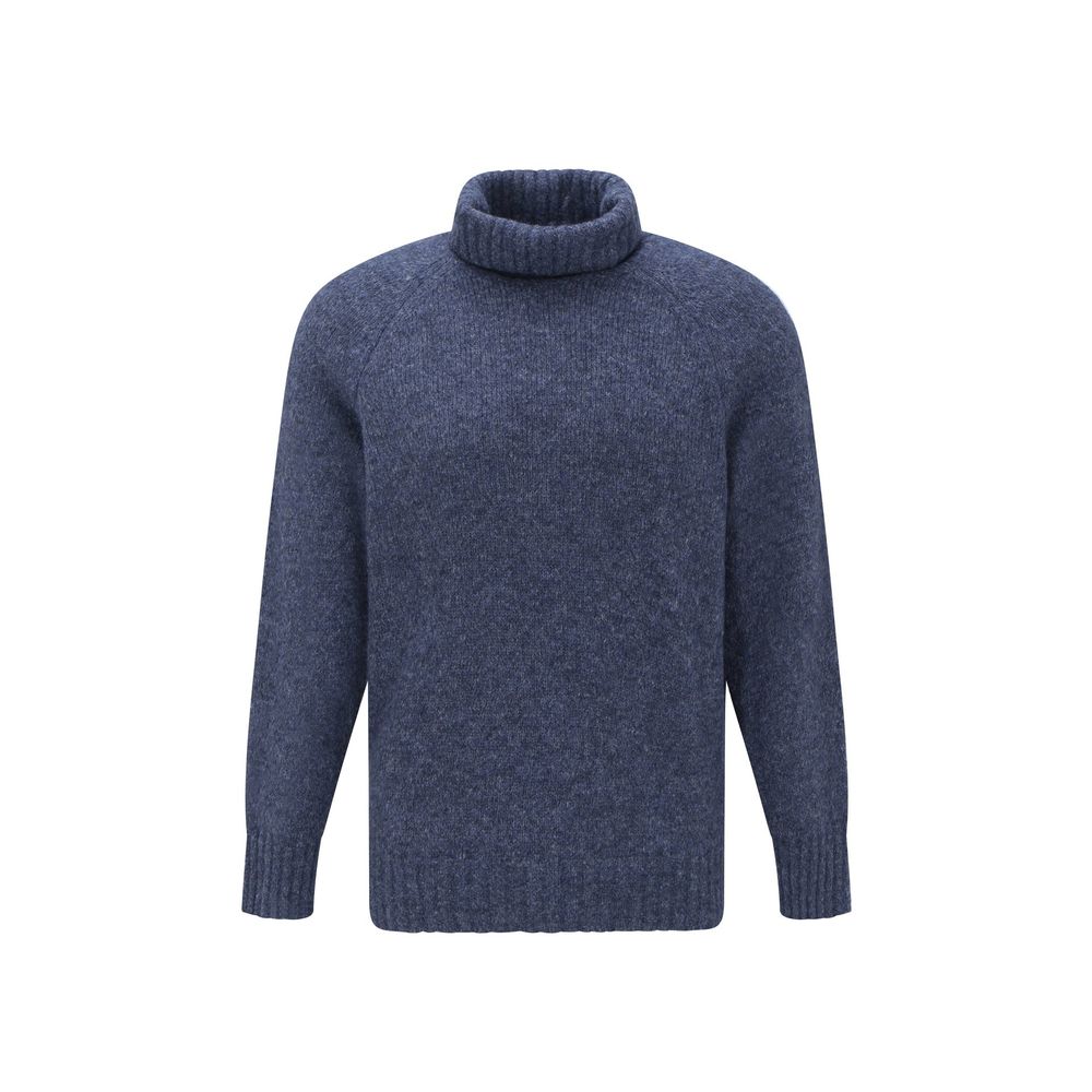 Blue Alpaca Leather Turtleneck - ventzia