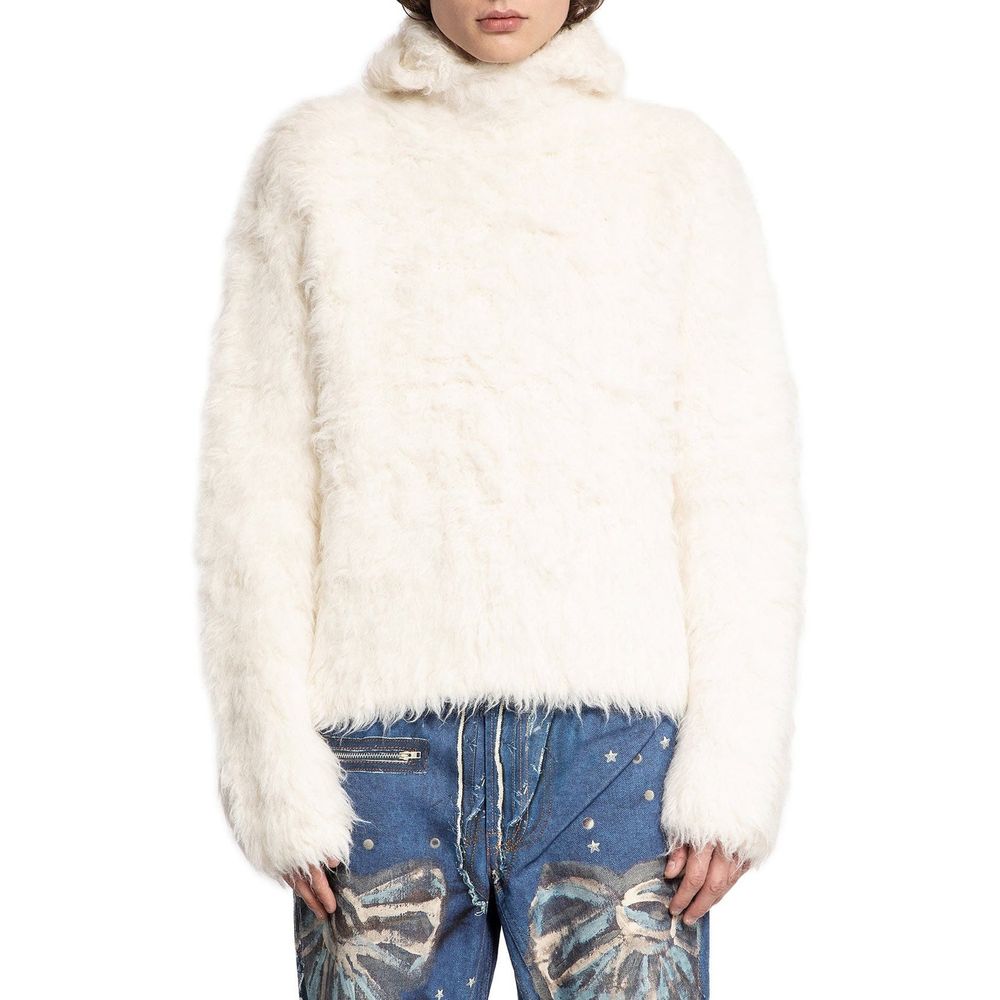 White Alpaca Leather Sweatshirt - ventzia