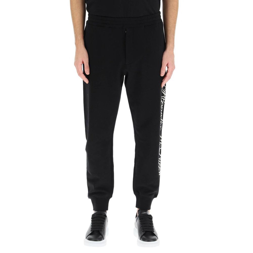 Black Cotton Athletic Pants - ventzia