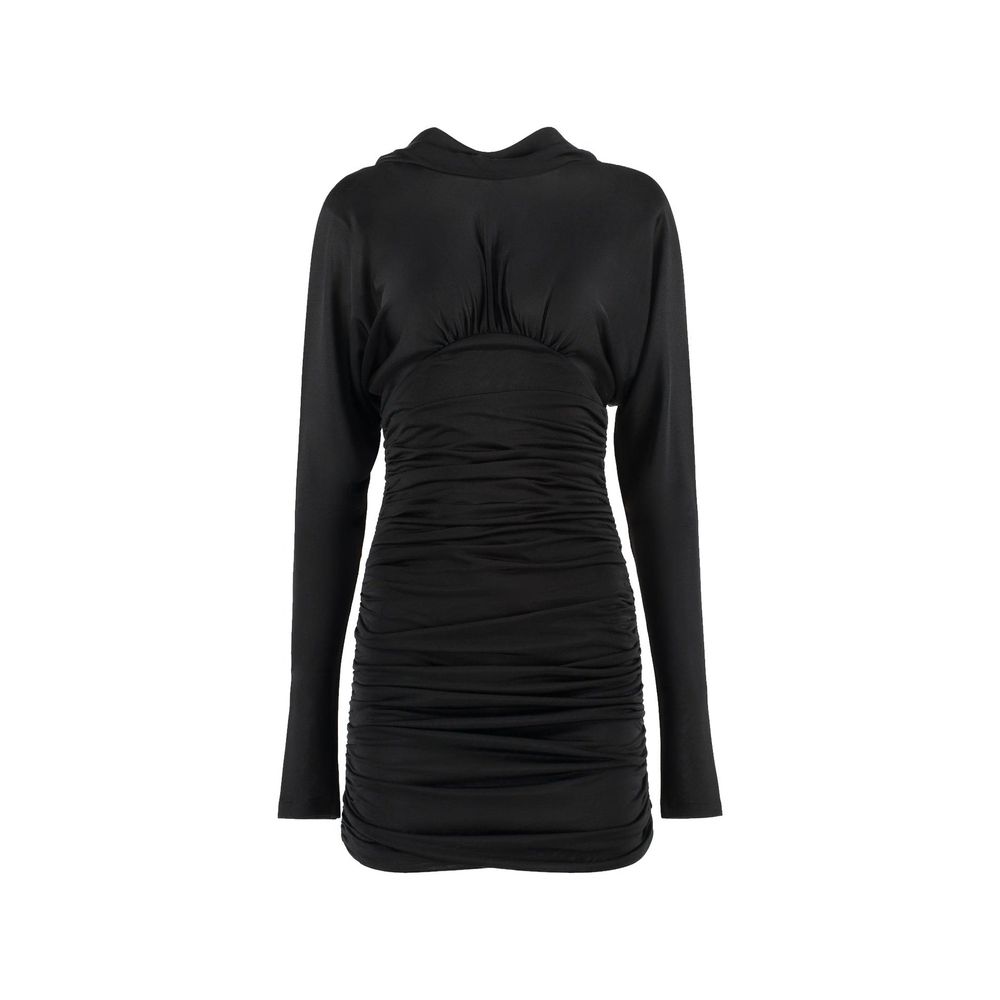 Black Viscose Casual Dress - ventzia