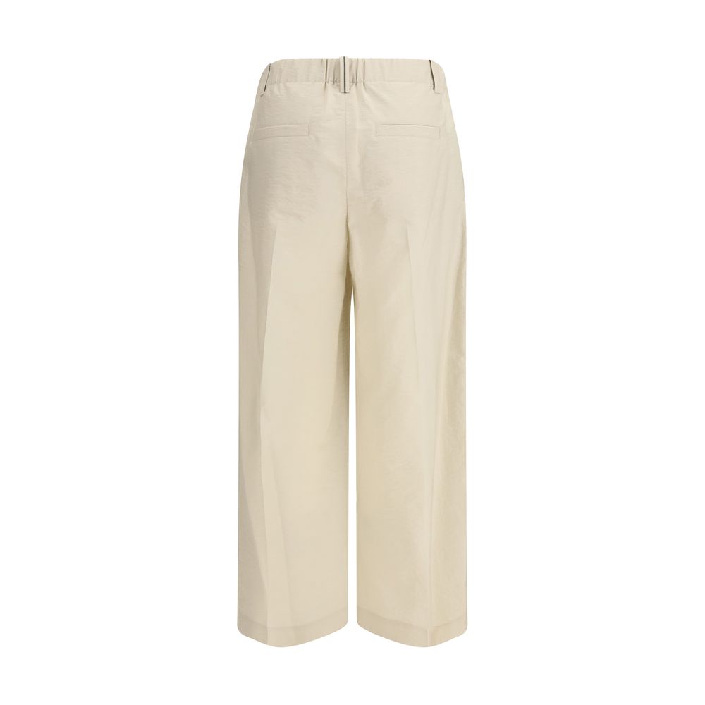Beige Cotton Casual Pants - ventzia