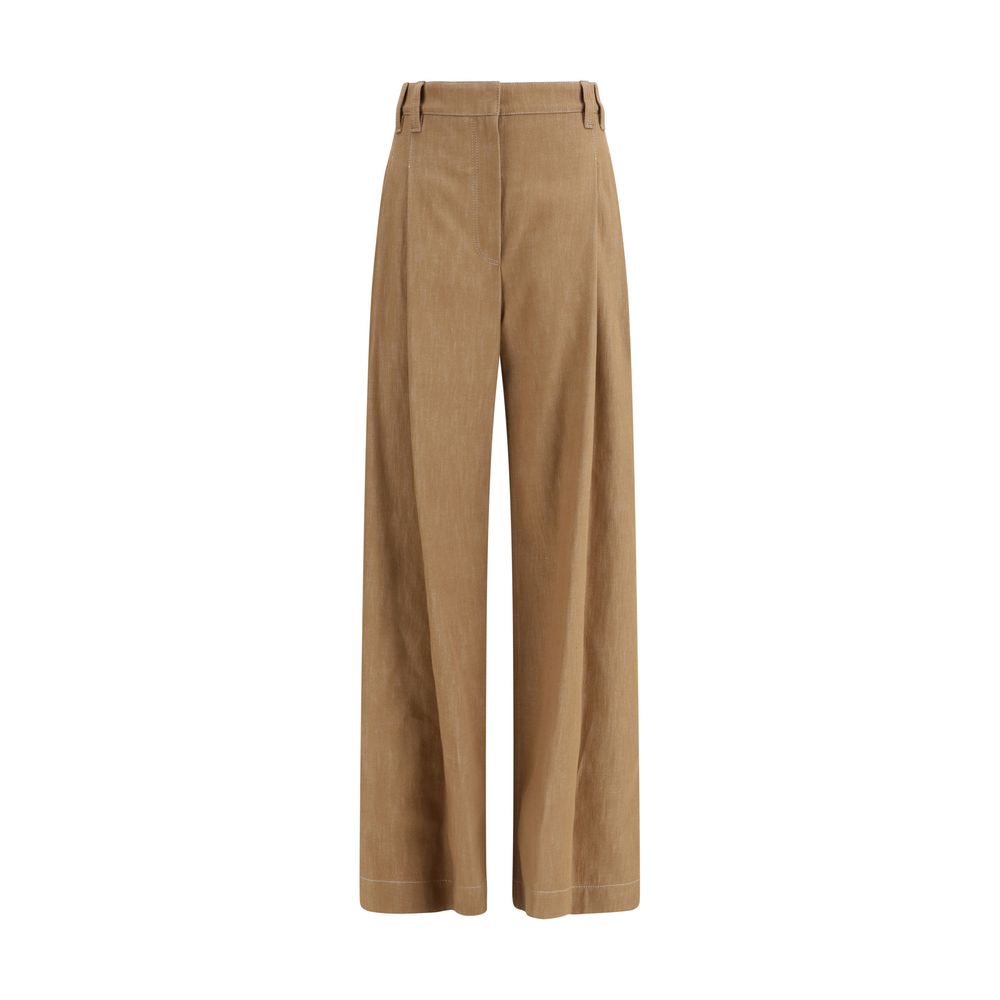 Brown Cotton Casual Pants - ventzia