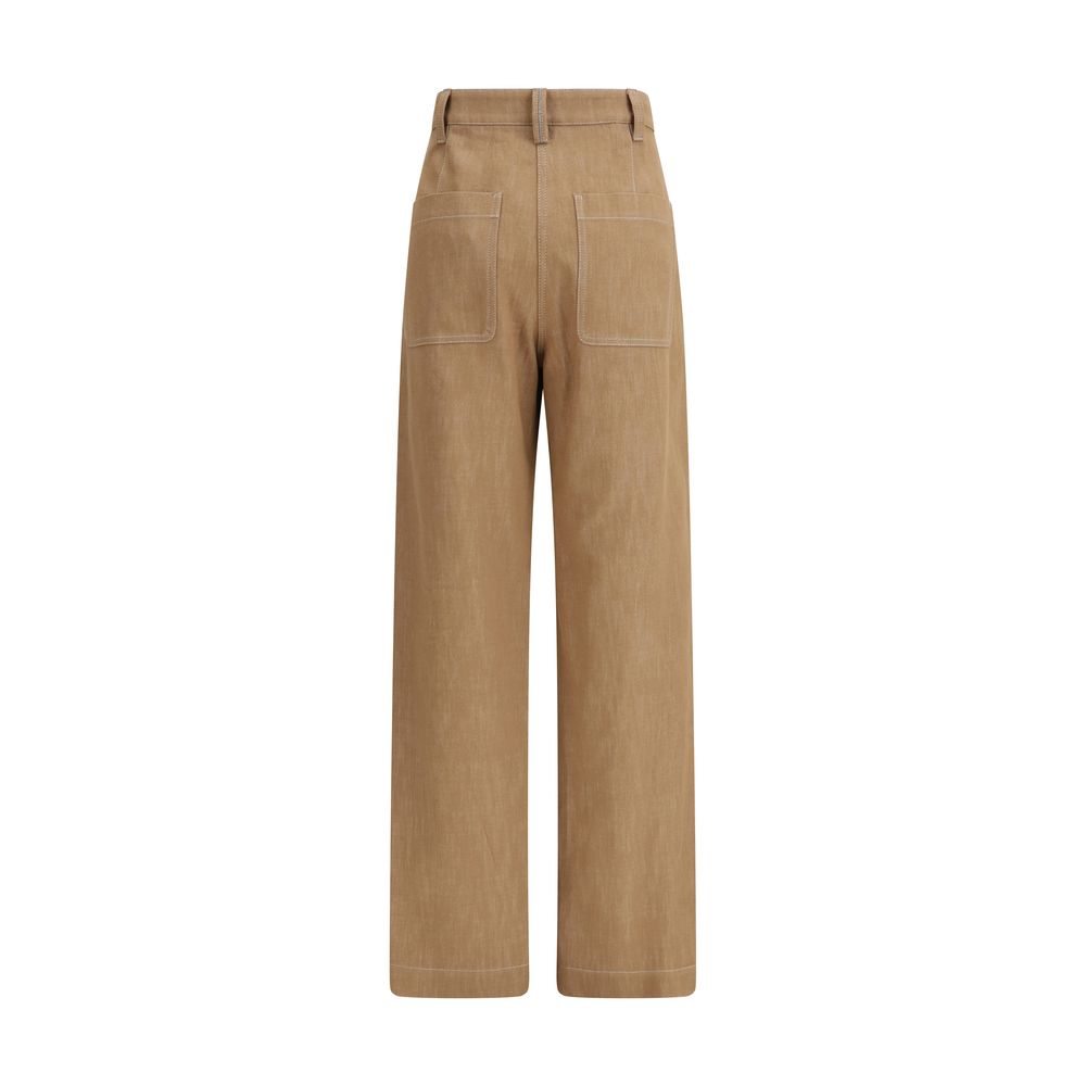 Brown Cotton Casual Pants - ventzia
