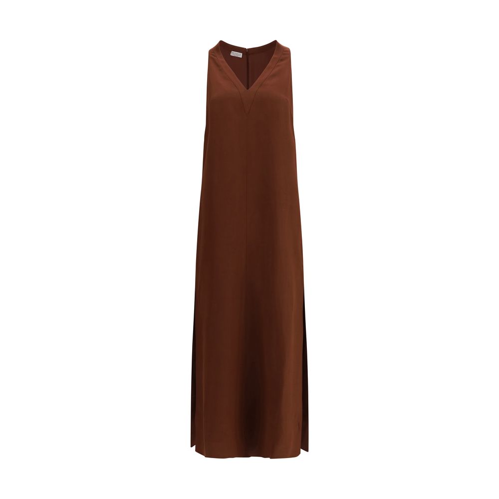 Brown Viscose Casual Dress - ventzia