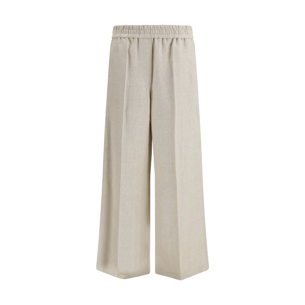 Beige Linen Casual Pants - ventzia