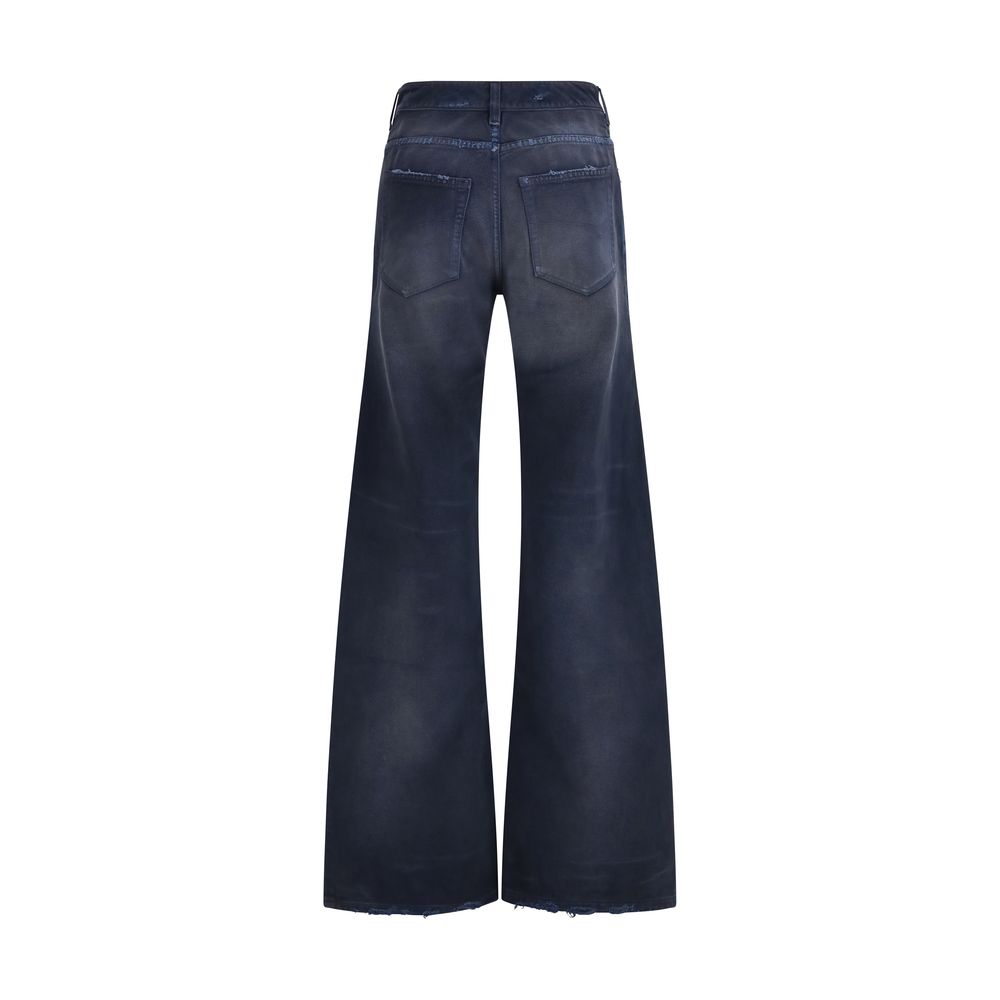 Blue Cotton Flared Jeans - ventzia