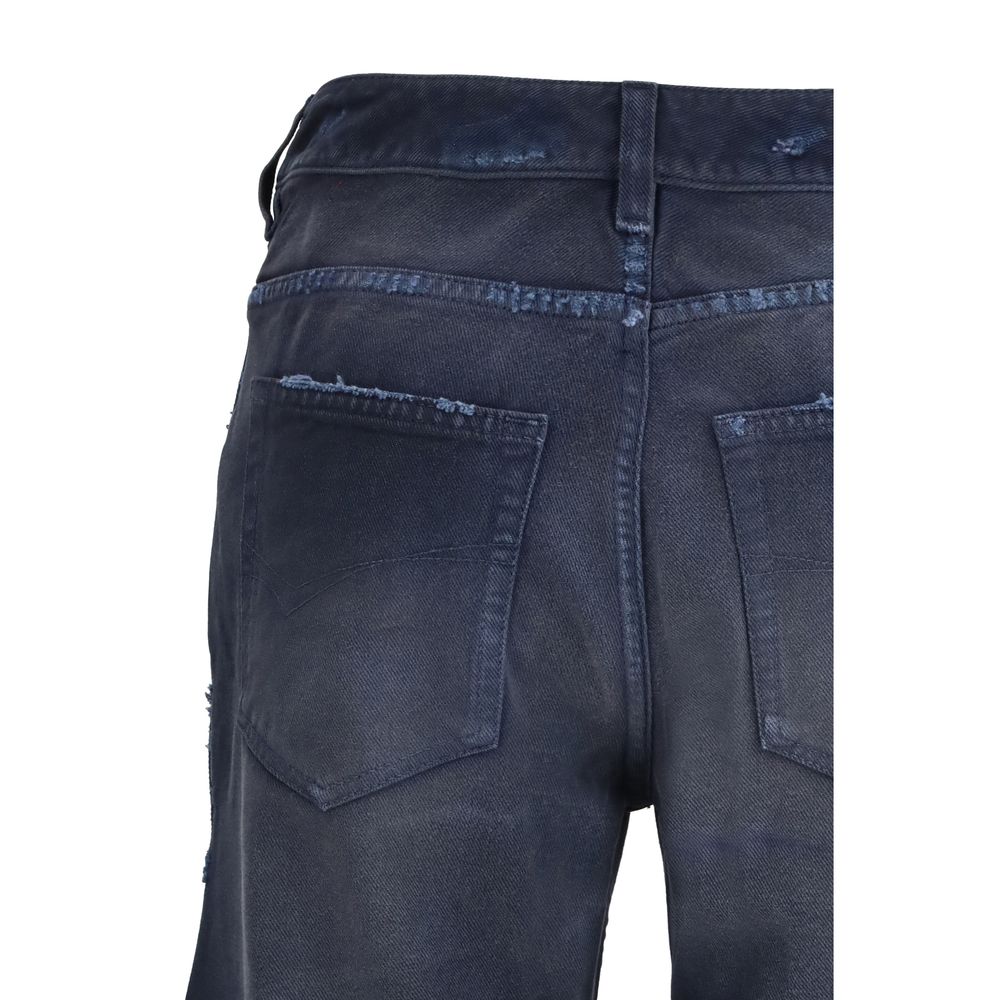 Blue Cotton Flared Jeans - ventzia