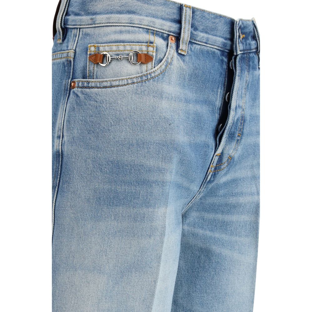 Blue Cotton Flared Jeans - ventzia