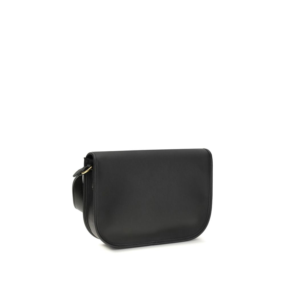 Black Calf Leather Bos Taurus Shoulder Bag - ventzia