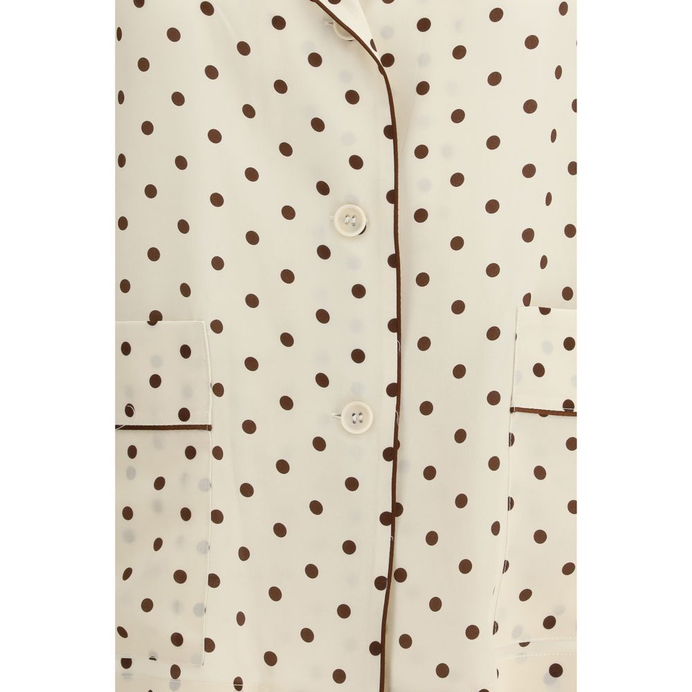 Beige Silk Pattern Shirt - ventzia