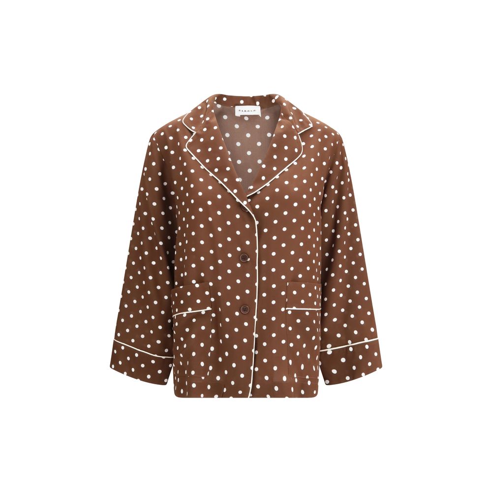 Brown Silk Pattern Shirt - ventzia