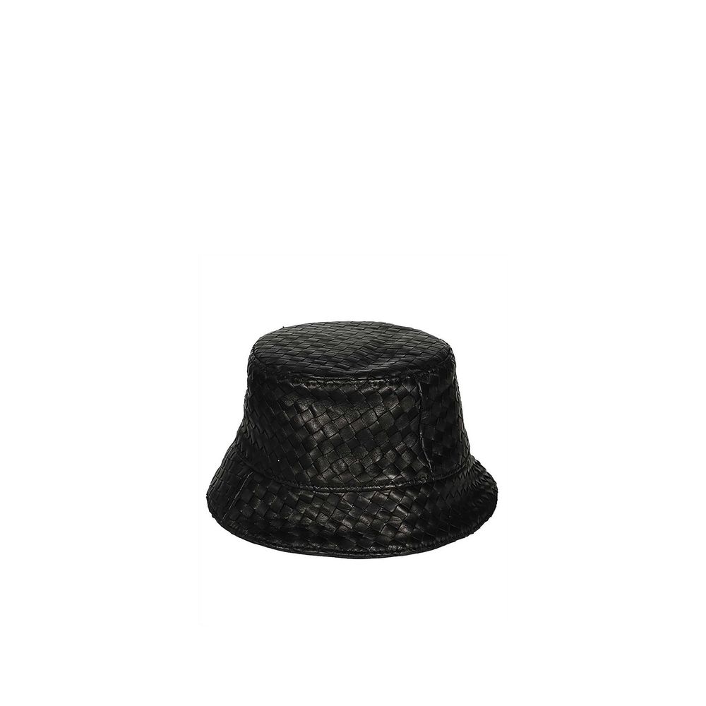 Black Lamb Leather Bucket Hat - ventzia