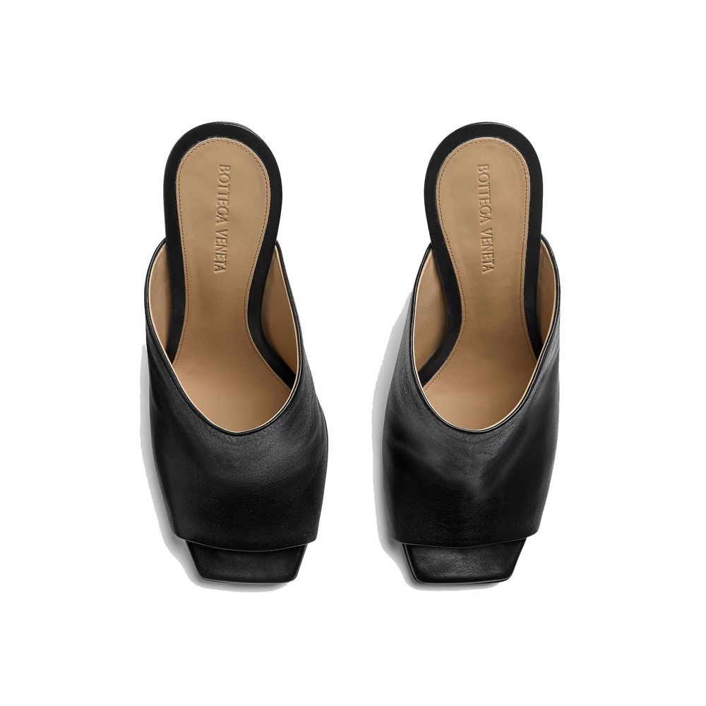 Black Lamb Leather Mules - ventzia