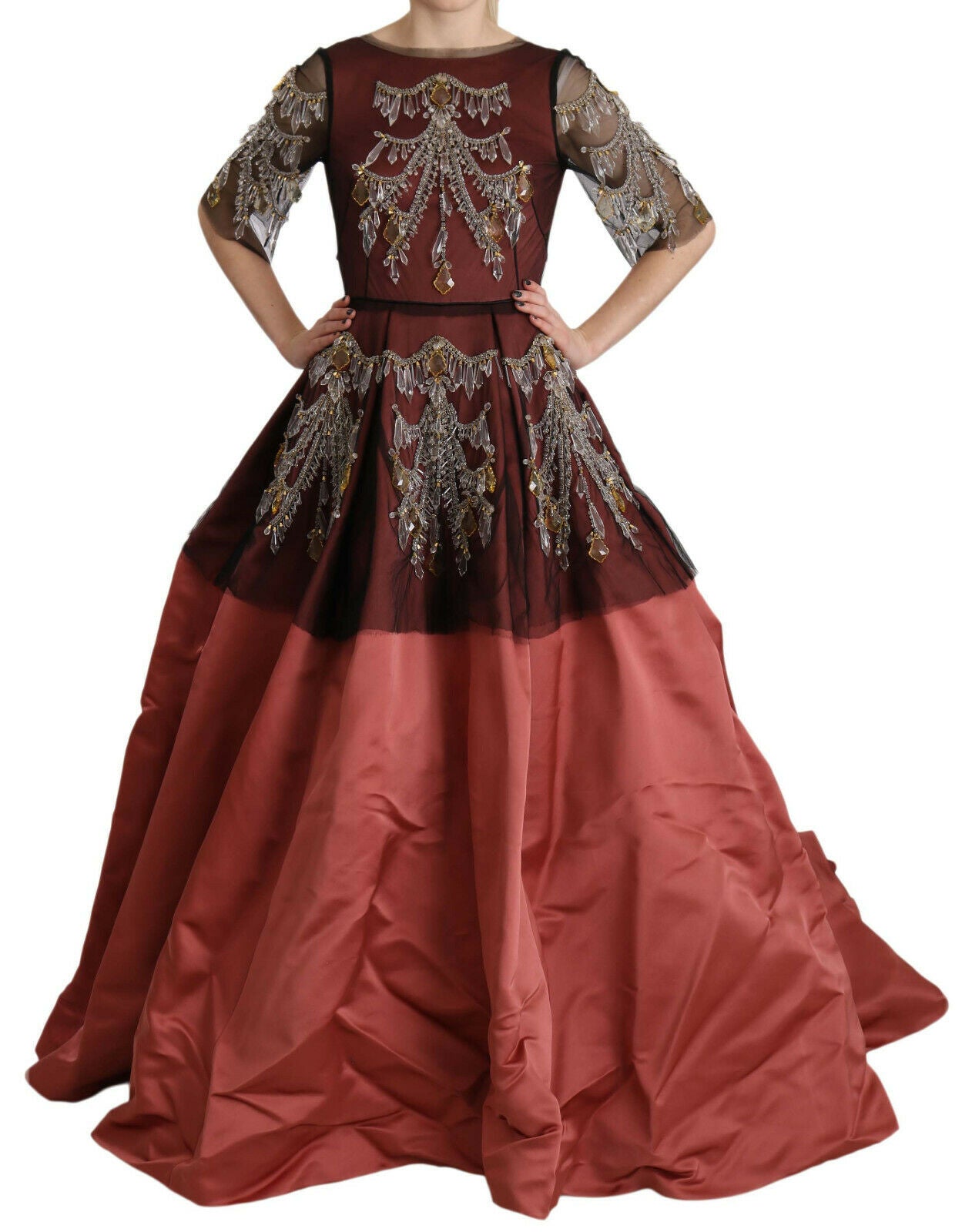 Crystal Chandelier Silk Princess Gown Dress - ventzia