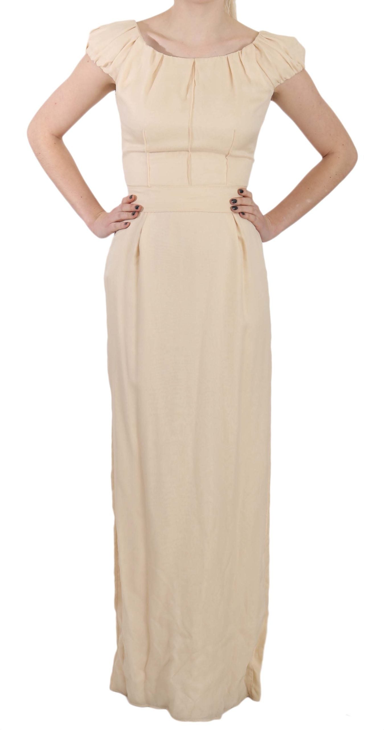 Silk Column Garterized Sleeve Gown - ventzia