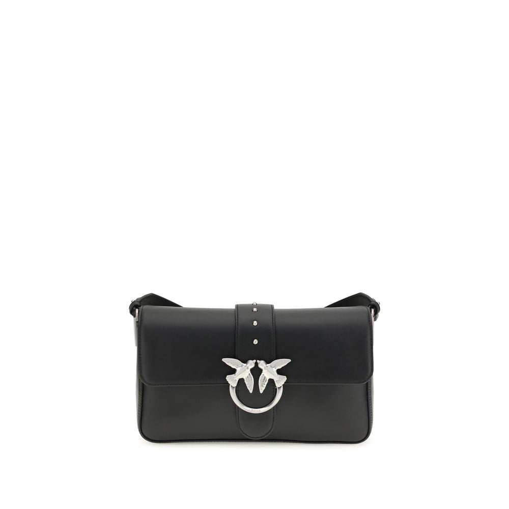 Black Leather Shoulder Bag - ventzia