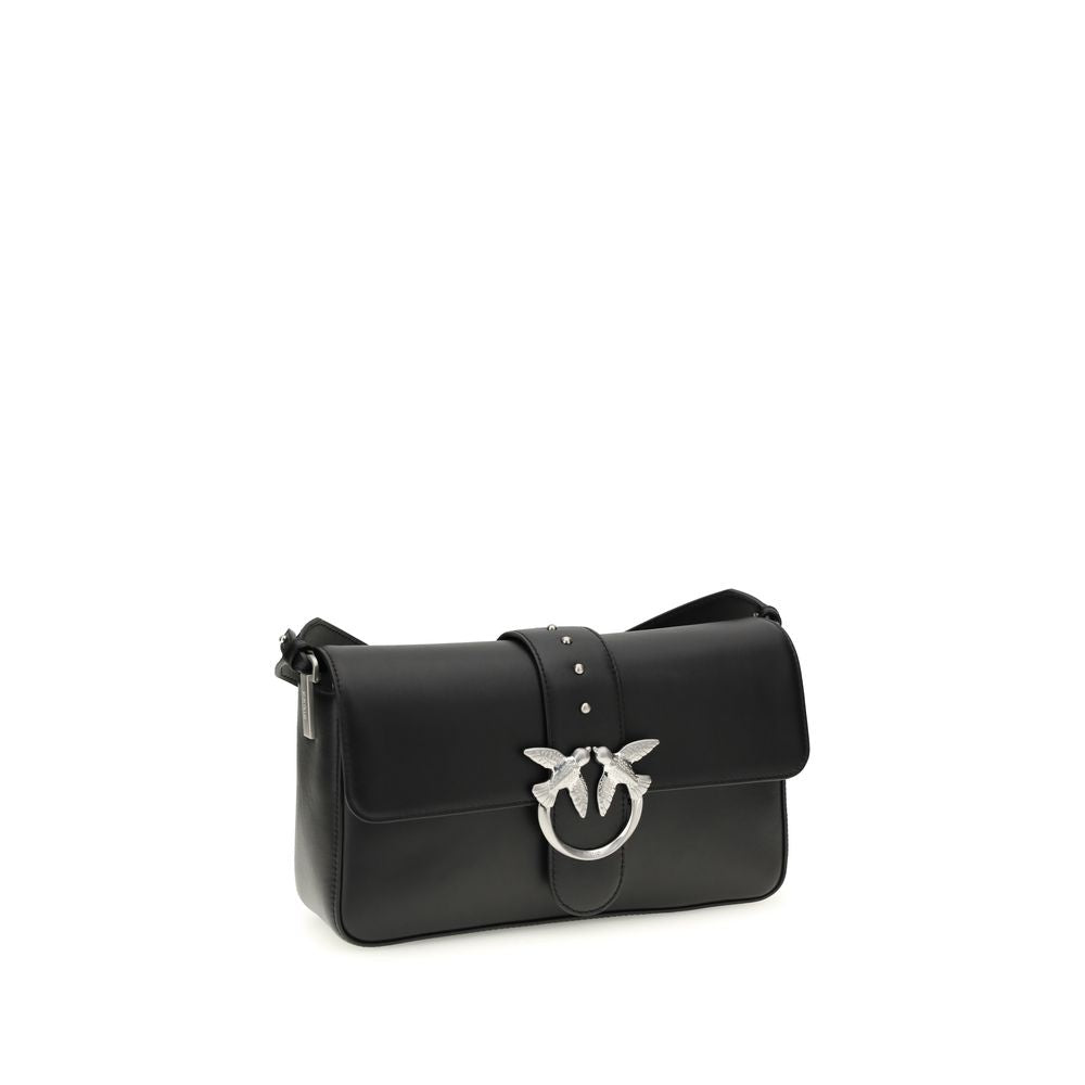 Black Leather Shoulder Bag - ventzia