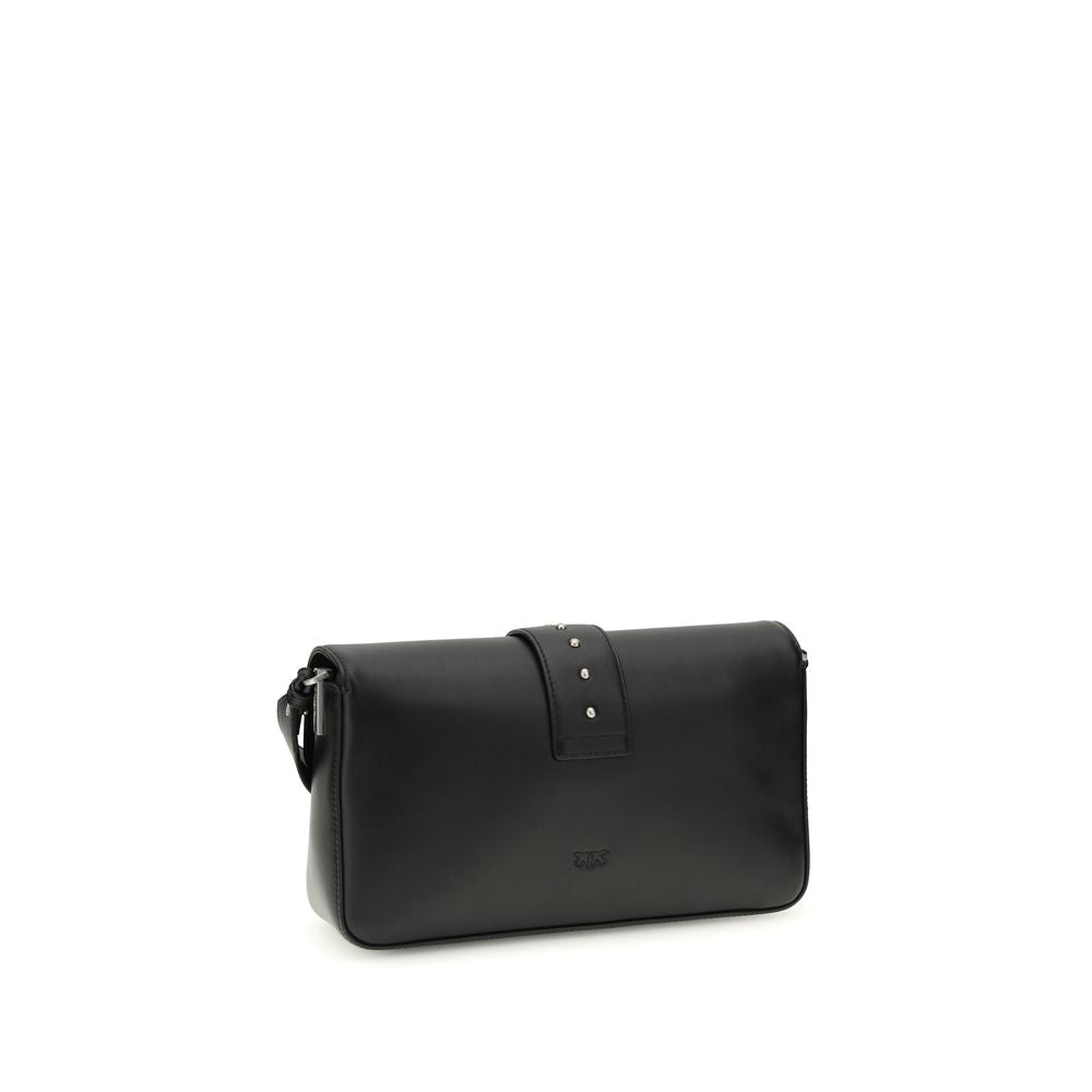 Black Leather Shoulder Bag - ventzia