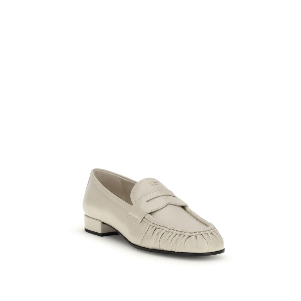 Beige Calf Leather Bos Taurus Slip-On Loafers - ventzia