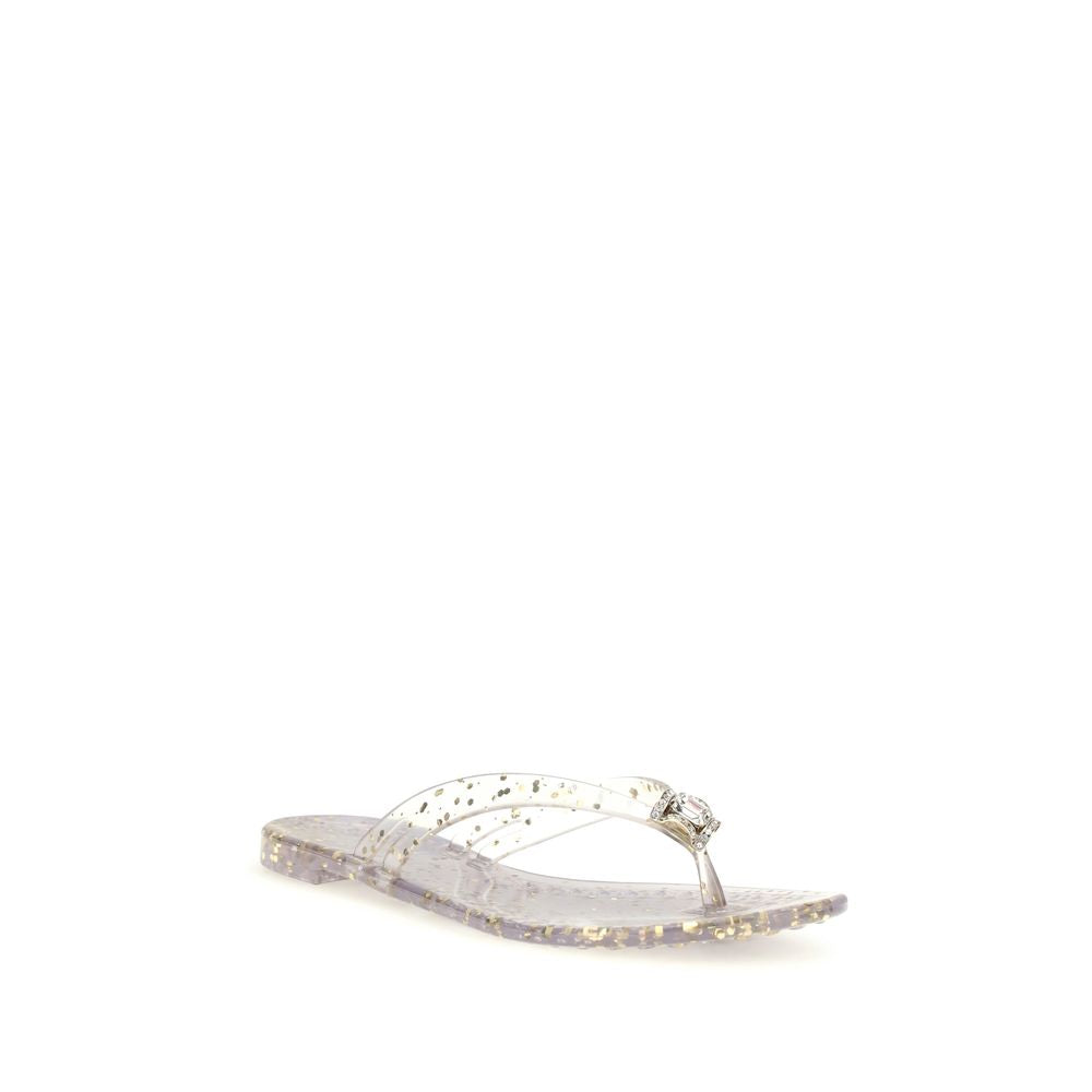 Gold Polyurethane Flat Sandals - ventzia