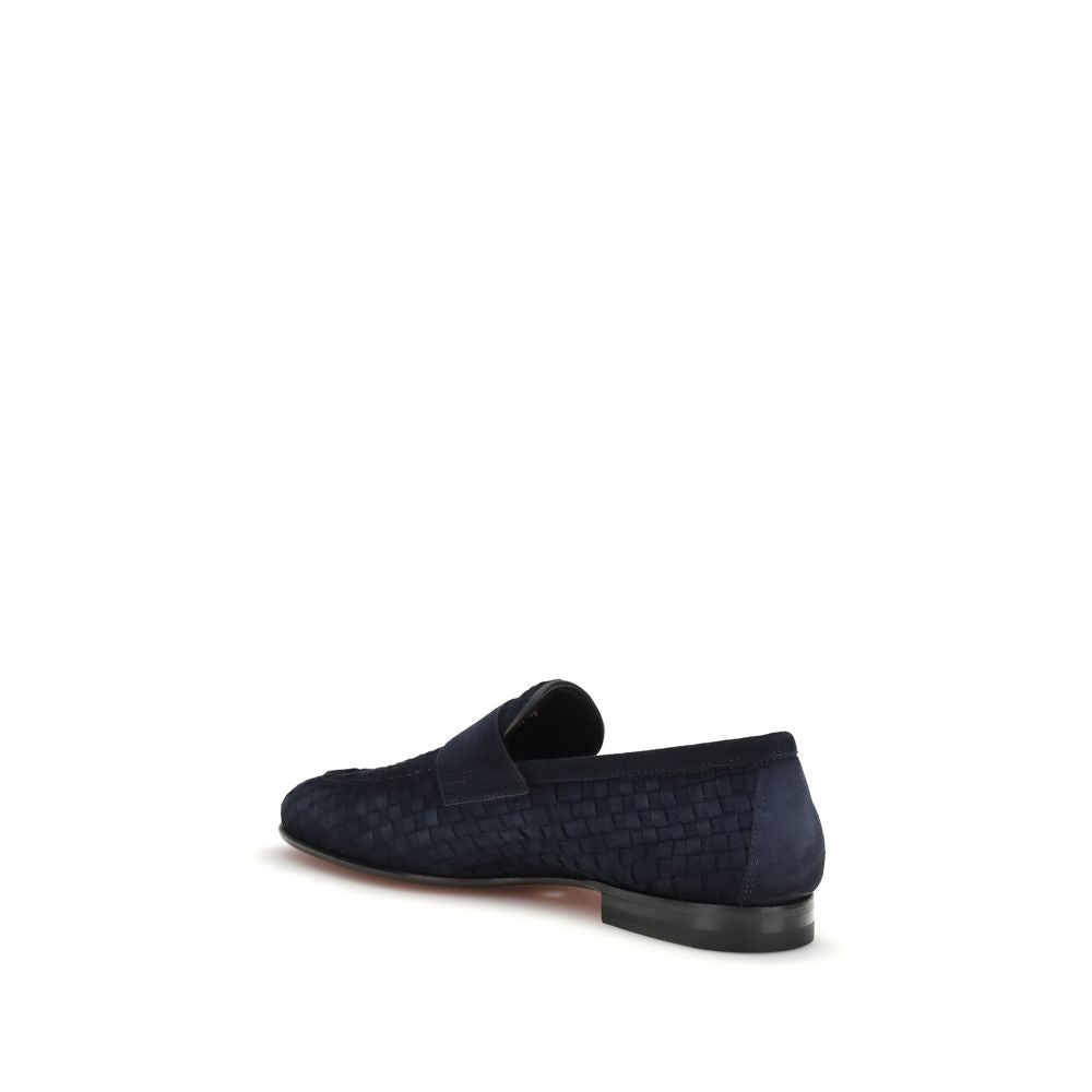 Blue Calf Leather Bos Taurus Slip-On Loafers - ventzia