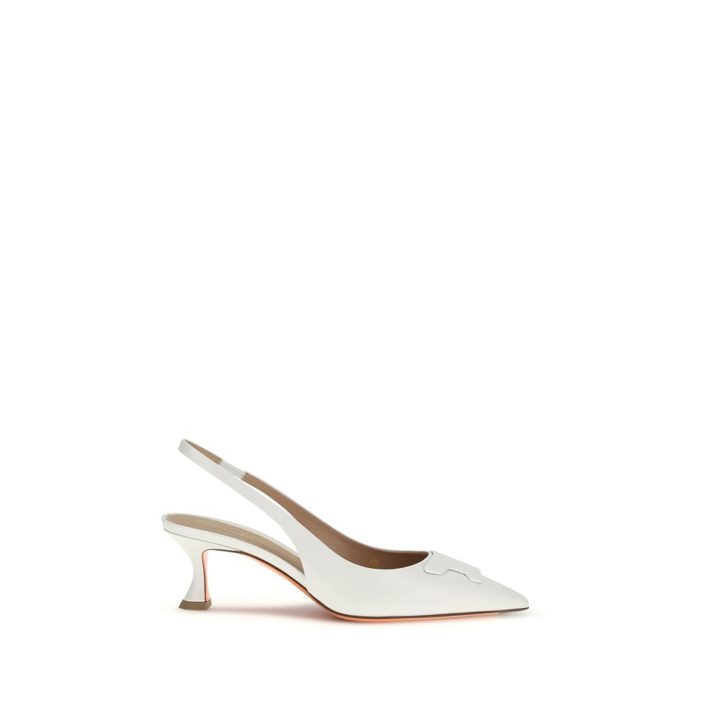 White Calf Leather Bos Taurus Mid Heel Pumps - ventzia