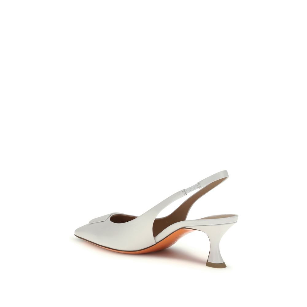 White Calf Leather Bos Taurus Mid Heel Pumps - ventzia