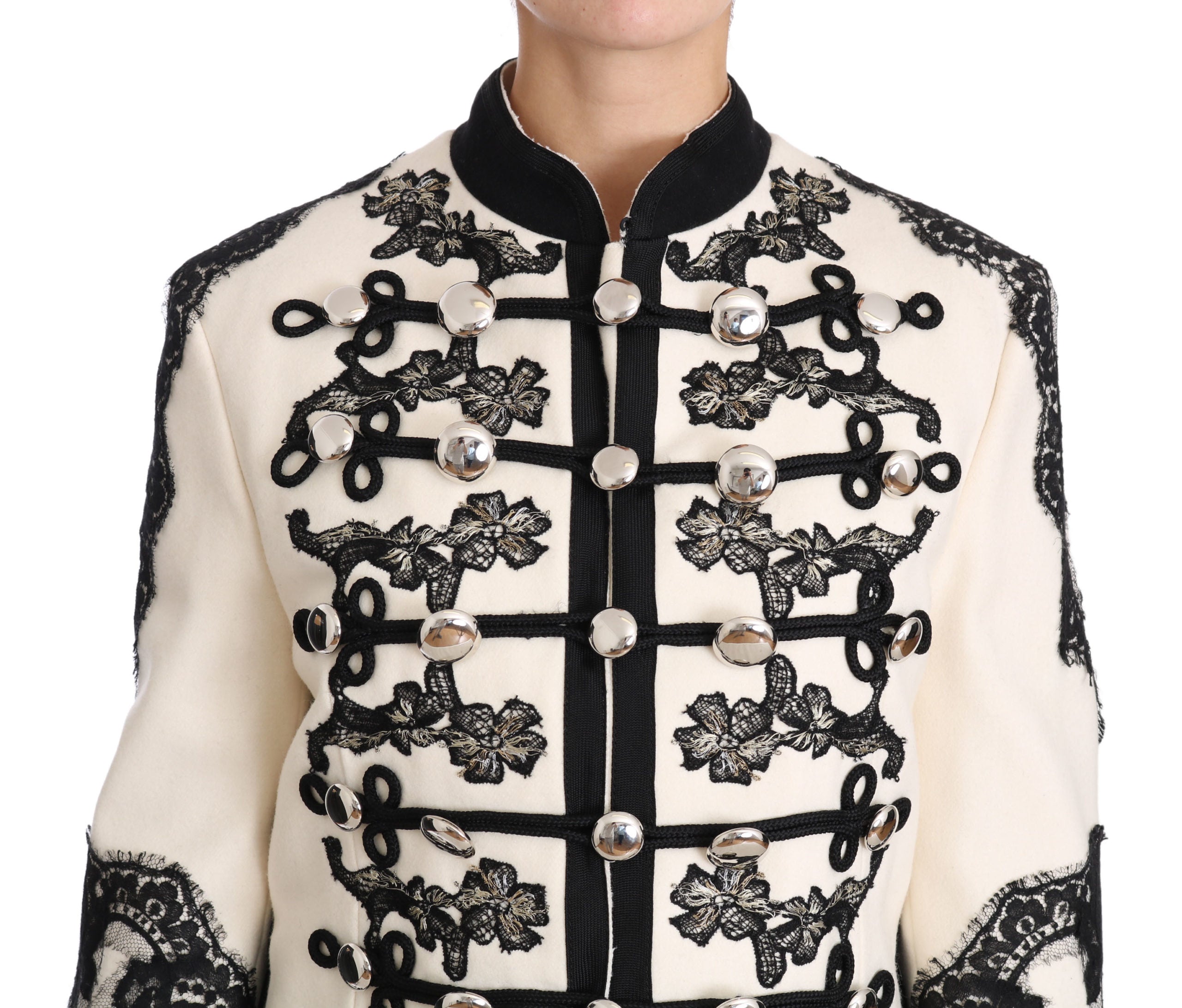 Elegant Off-White Baroque Jacket - ventzia