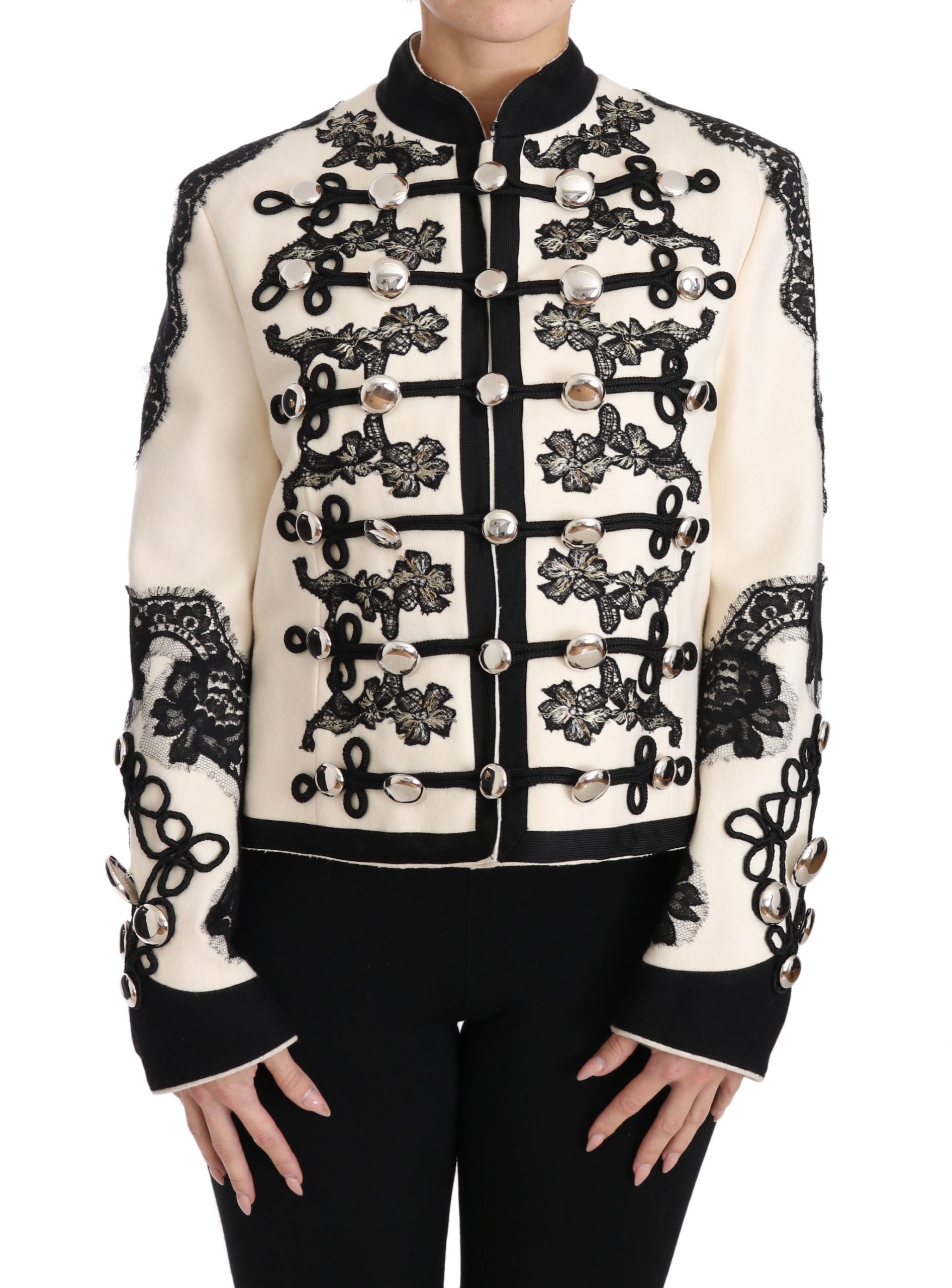 Elegant Off-White Baroque Jacket - ventzia