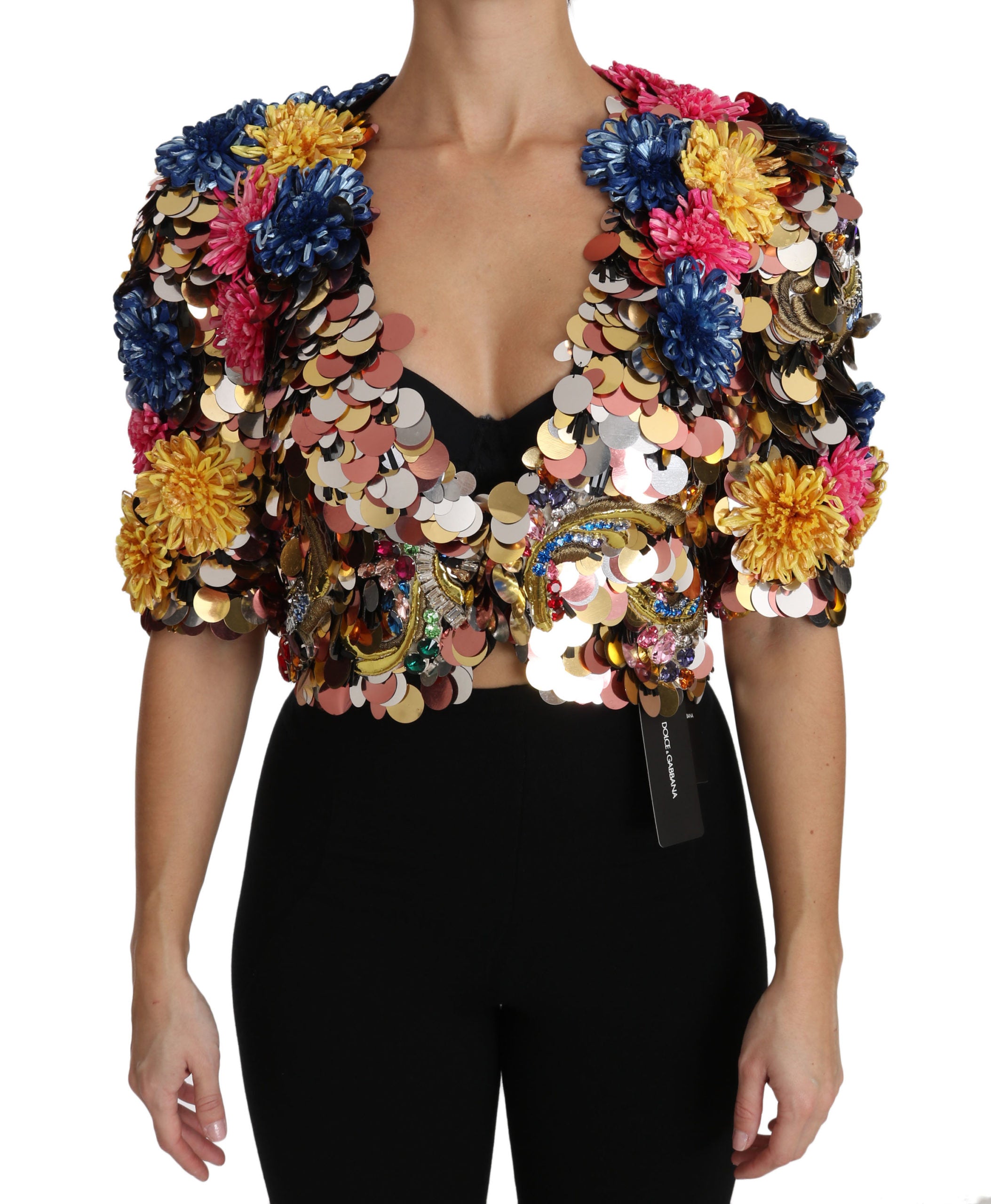 Enchanted Sicily Crystal-Embellished Short Jacket - ventzia