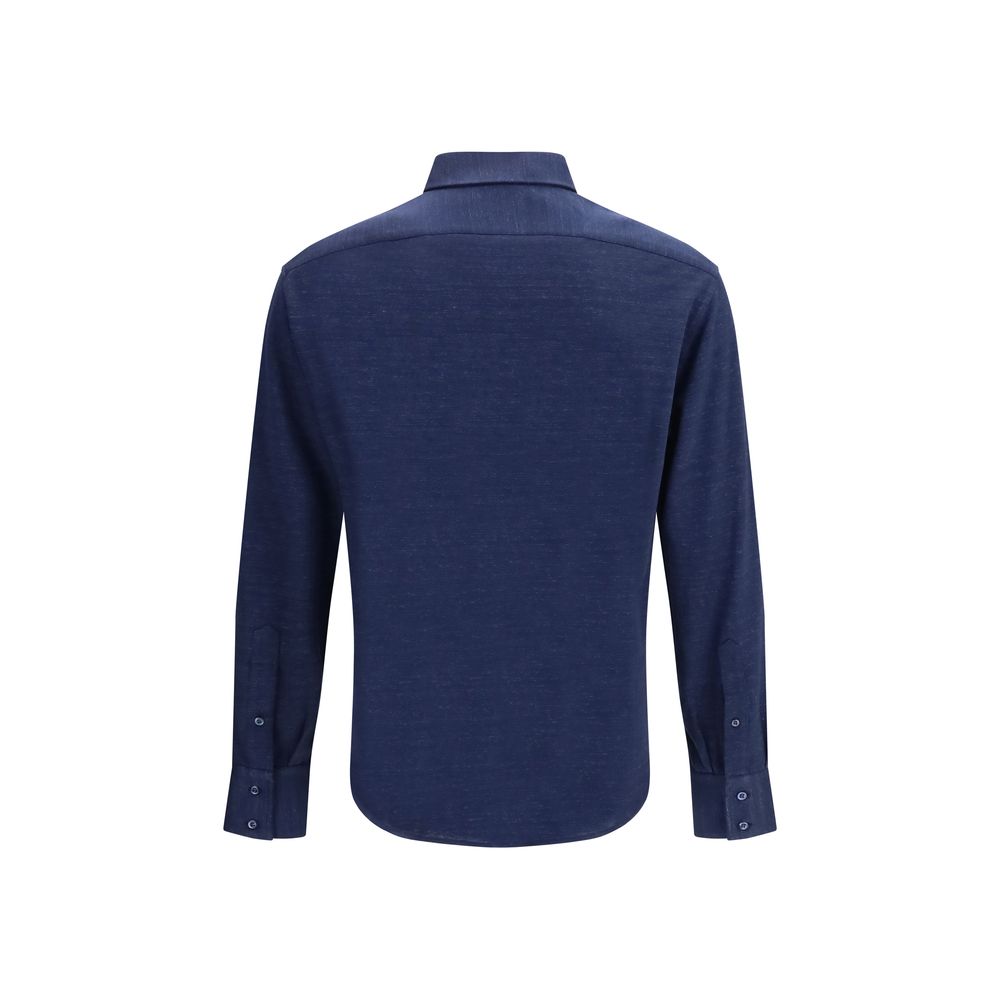 Blue Linen Dress Shirt - ventzia