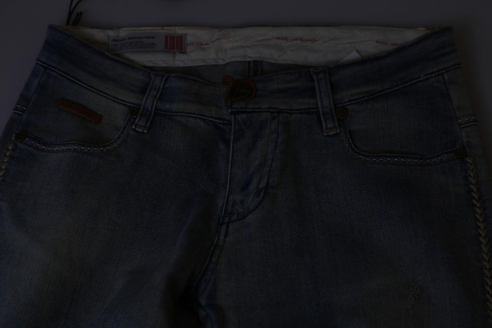Light Blue Washed Mid Waist Skinny Denim Jeans - ventzia