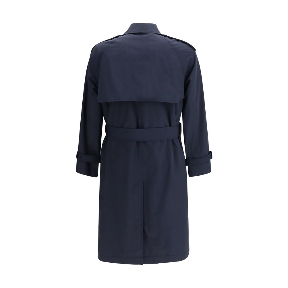 Blue Polyester Trench Coat - ventzia